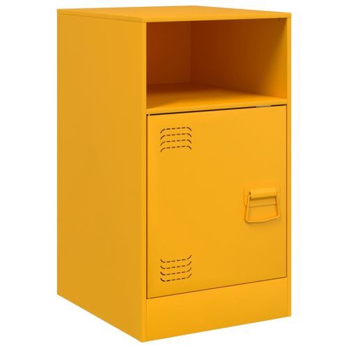 Table de chevet jaune moutarde 34,5x39x62 cm acier - Photo n°2; ?>