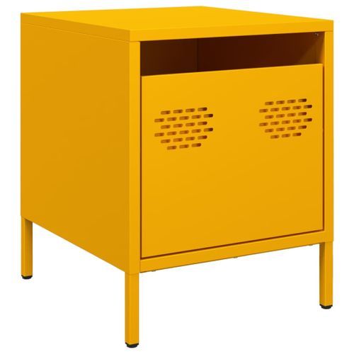 Table de chevet jaune moutarde 35x39x43,5 cm acier - Photo n°2; ?>