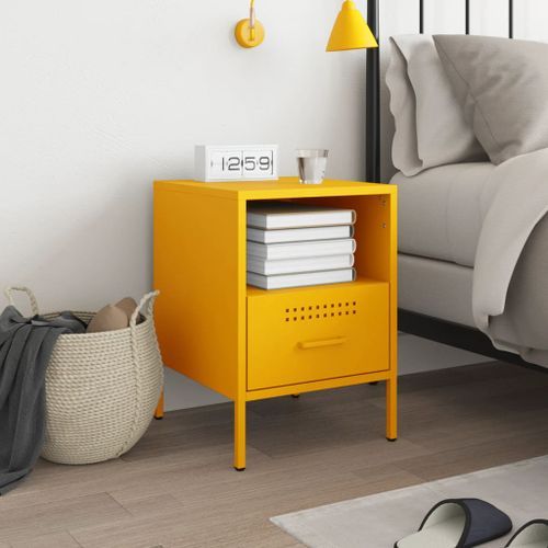 Table de chevet jaune moutarde 36x39x50,5 cm - Photo n°3; ?>