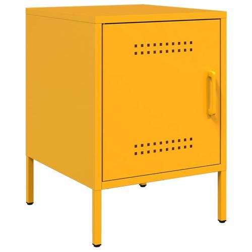 Table de chevet jaune moutarde 36x39x50,5 cm acier - Photo n°2; ?>