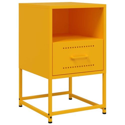 Table de chevet jaune moutarde 36x39x60,5 cm acier - Photo n°2; ?>