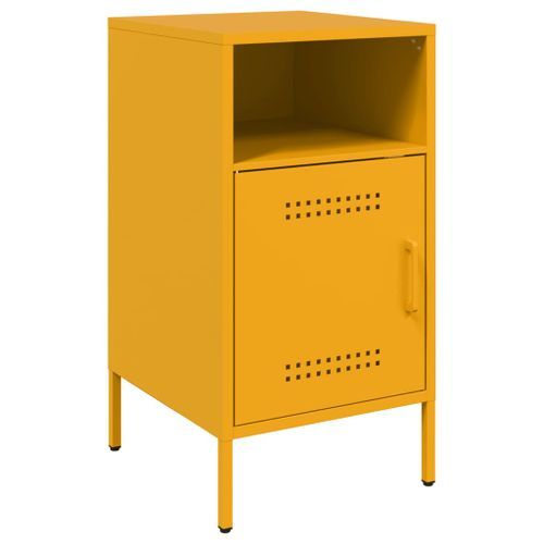 Table de chevet jaune moutarde 36x39x68 cm acier laminé à froid - Photo n°2; ?>