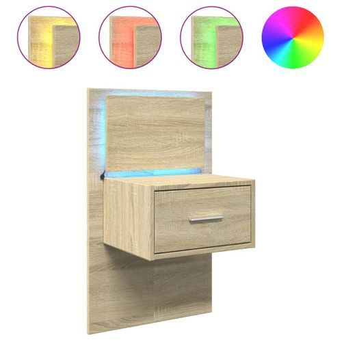 Table de chevet murale avec lumières LED chêne sonoma - Photo n°2; ?>