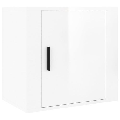 Table de chevet murale Blanc brillant 50x30x47 cm - Photo n°2; ?>