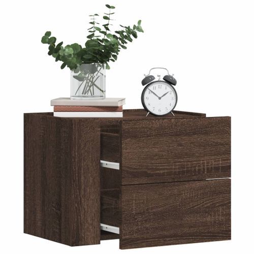 Table de chevet murale chêne marron 45x30x35 cm - Photo n°3; ?>