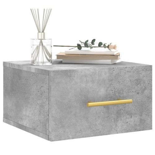 Table de chevet murale gris béton 35x35x20 cm - Photo n°3; ?>