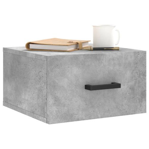 Table de chevet murale gris béton 35x35x20 cm - Photo n°3; ?>