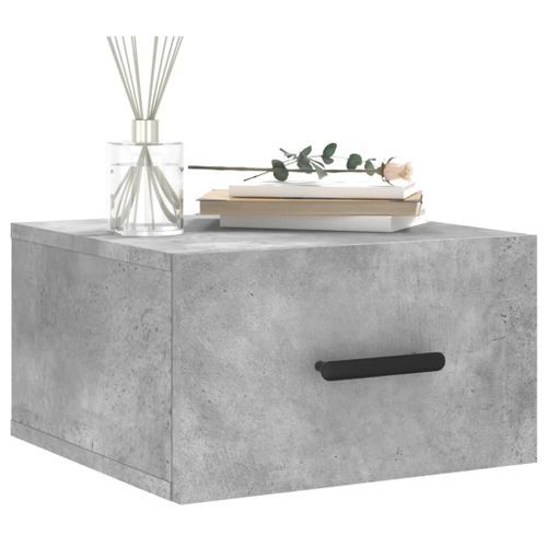 Table de chevet murale gris béton 35x35x20 cm - Photo n°3; ?>