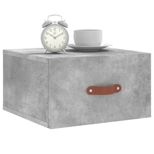 Table de chevet murale gris béton 35x35x20 cm - Photo n°3; ?>