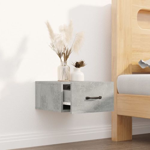 Table de chevet murale Gris béton 35x35x20 cm - Photo n°3; ?>