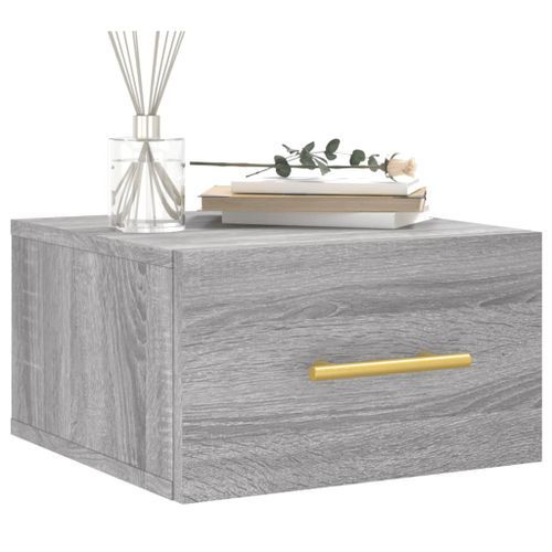 Table de chevet murale sonoma gris 35x35x20 cm - Photo n°3; ?>