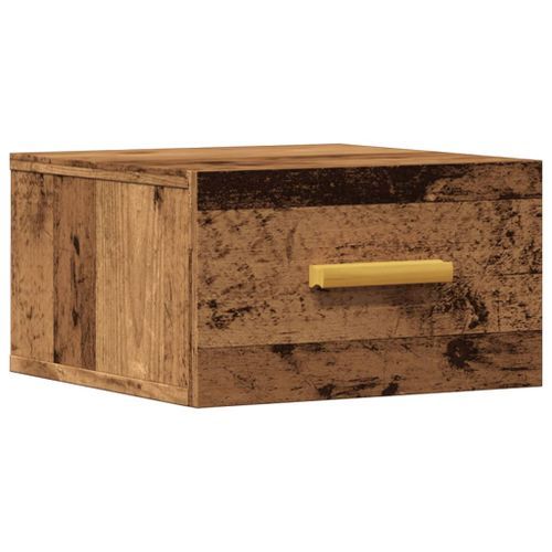 Table de chevet murale vieux bois 35x35x20 cm - Photo n°2; ?>