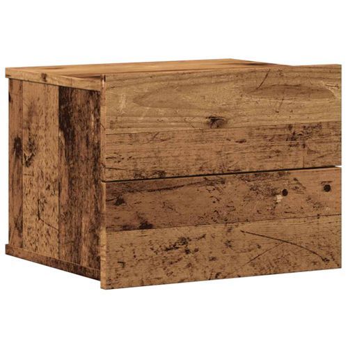 Table de chevet murale vieux bois 40x32x30 cm - Photo n°2; ?>