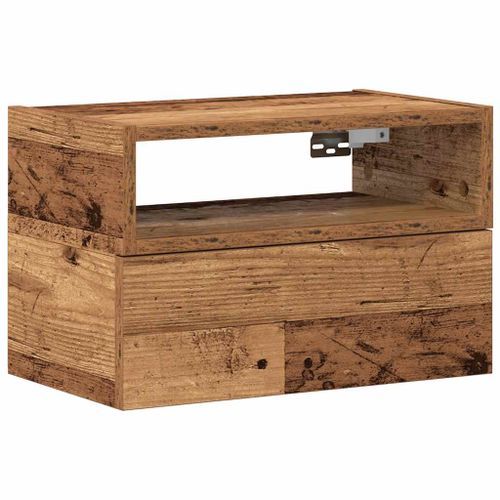 Table de chevet murale vieux bois 45x26x28,5 cm - Photo n°2; ?>