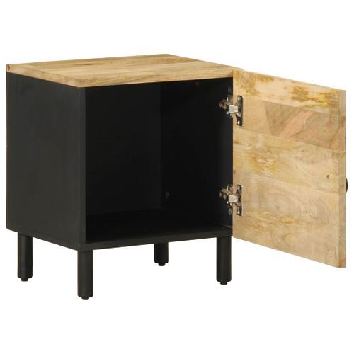 Table de chevet noir 40x33,5x46 cm bois de manguier massif brut - Photo n°2; ?>