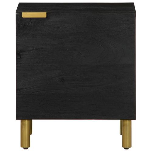 Table de chevet noir 40x33x46 cm bois de manguier solide - Photo n°3; ?>