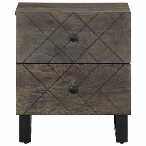 Table de chevet noir 40x33x46 cm bois de manguier solide - Photo n°3; ?>