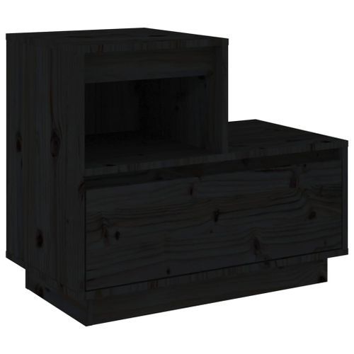 Table de chevet Noir 60x34x51 cm Bois de pin solide - Photo n°2; ?>