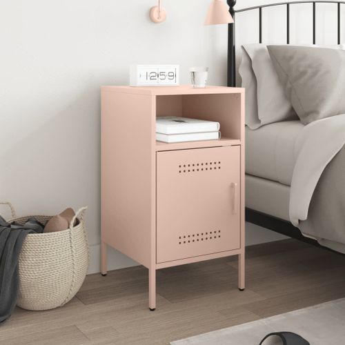 Table de chevet rose 36x39x68 cm acier laminé à froid - Photo n°3; ?>