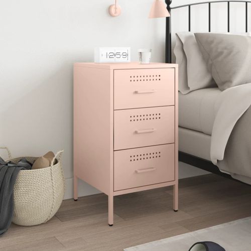 Table de chevet rose 36x39x68 cm acier laminé à froid - Photo n°3; ?>