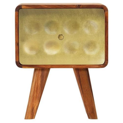 Table de chevet sesham massif foncé et imprimé doré Ixi - Photo n°2; ?>
