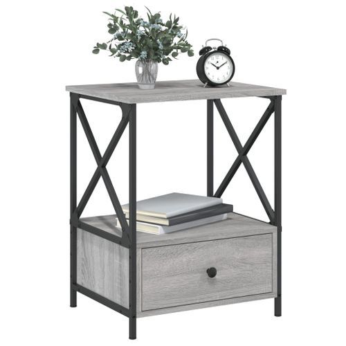 Table de chevet sonoma gris 50x41x65 cm bois d'ingénierie - Photo n°3; ?>