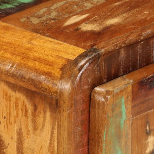 Table de chevet sur roulettes 1 porte bois massif recyclé Moust - Photo n°2; ?>