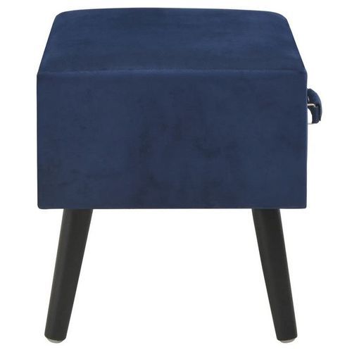 Table de chevet velours bleu et pieds pin massif Twilly - Photo n°3; ?>