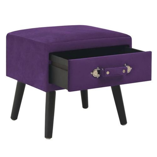 Table de chevet velours violet et pieds pin massif Twilly - Photo n°2; ?>