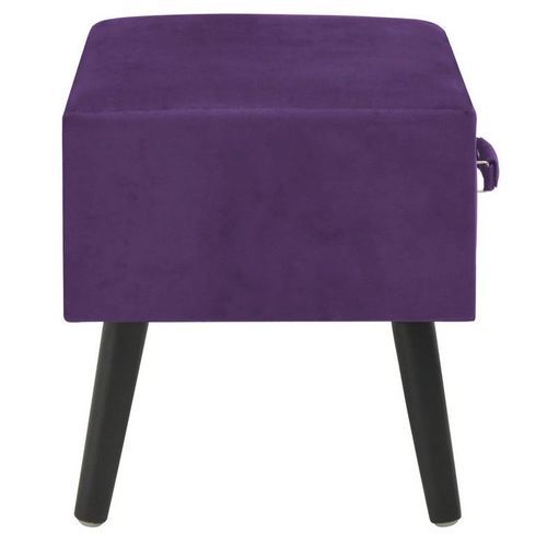 Table de chevet velours violet et pieds pin massif Twilly - Photo n°3; ?>