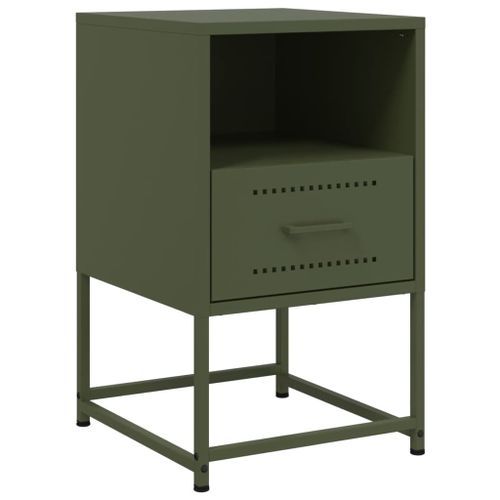 Table de chevet vert olive 36x39x60,5 cm acier - Photo n°2; ?>