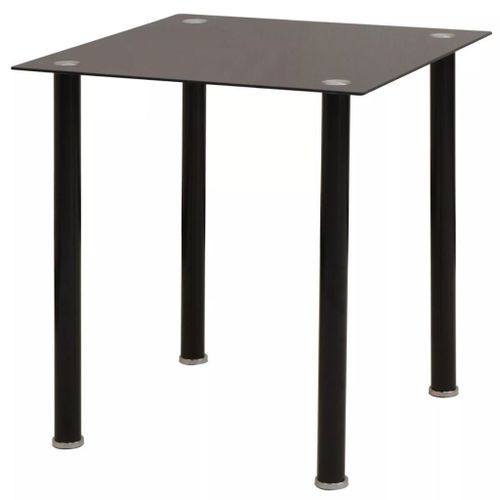 Table de cuisine carré noir verre trempé et 2 chaises simili noir Mulko - Photo n°2; ?>