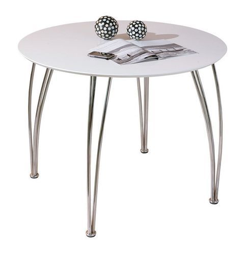 Table de cuisine laqué blanc et pieds métal chromé Vali D 100 cm - Photo n°2; ?>