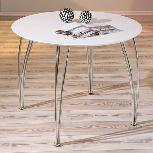 Table de cuisine laqué blanc et pieds métal chromé Vali D 100 cm - Photo n°3; ?>