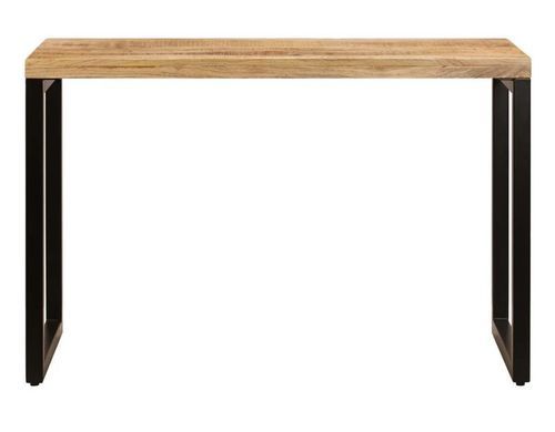 Table de cuisine manguier massif clair et pieds métal noir Rike 115 cm - Photo n°2; ?>