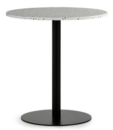 Table de cuisine ronde granite blanc et pied métal noir D 70 cm - Photo n°2; ?>