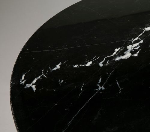 Table de cuisine ronde marbre et pieds métal noir D 125 cm - Photo n°2; ?>
