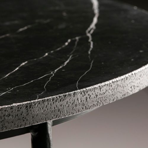 Table de cuisine ronde marbre et pieds métal noir D 125 cm - Photo n°3; ?>