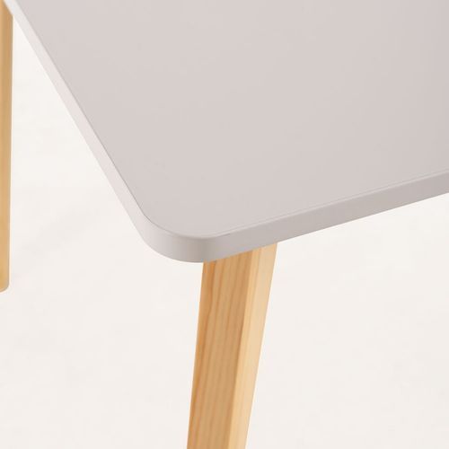 Table de cuisine scandinave blanc brillant et pieds bois clair Epuria 120 cm - Photo n°3; ?>