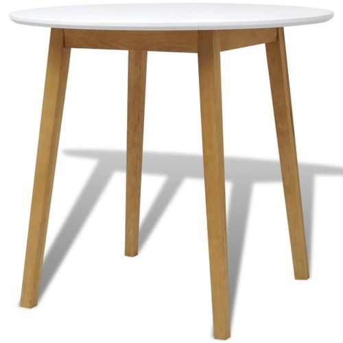 Table de cuisine scandinave ronde et 4 chaises naturel et blanc Domu - Photo n°3; ?>