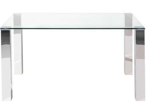 Table de cuisine verre et pieds métal chromé Tonnerre L 140 cm - Photo n°2; ?>