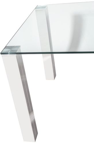 Table de cuisine verre et pieds métal chromé Tonnerre L 140 cm - Photo n°3; ?>