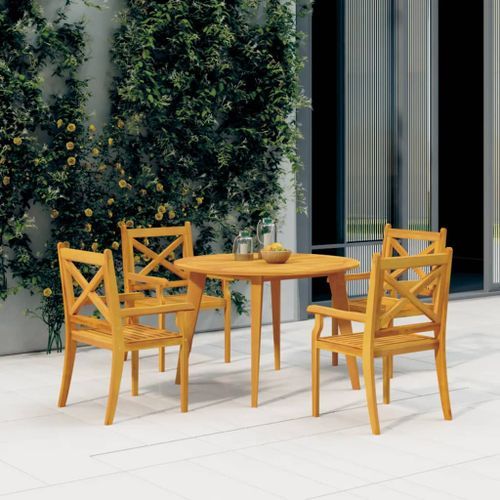 Table de jardin Ø110x75 cm Bois d'acacia solide - Photo n°2; ?>