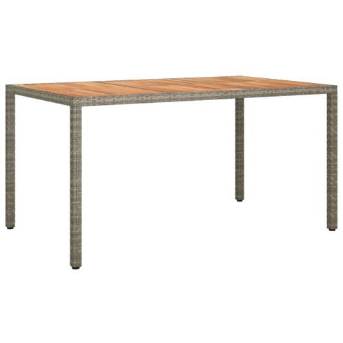 Table de jardin 150x90x75 cm Résine tressée bois d'acacia Gris - Photo n°2; ?>