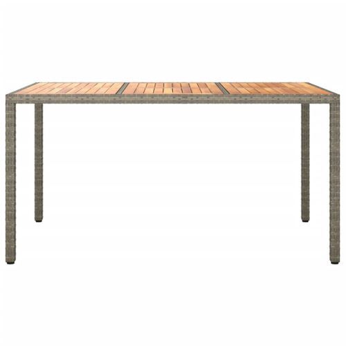 Table de jardin 150x90x75 cm Résine tressée bois d'acacia Gris - Photo n°3; ?>