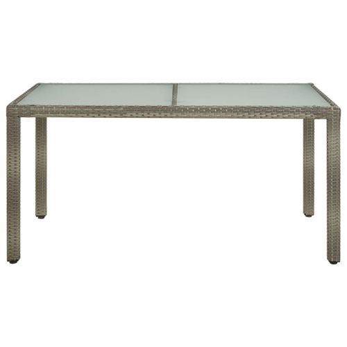 Table de jardin 150x90x75 cm Verre trempé et poly rotin Gris - Photo n°2; ?>