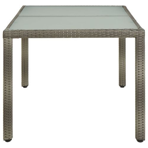 Table de jardin 150x90x75 cm Verre trempé et poly rotin Gris - Photo n°3; ?>