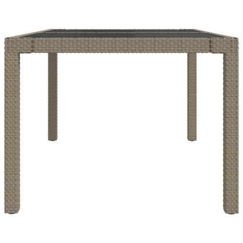 Table de jardin 150x90x75 cm Verre trempé/résine tressée Beige - Photo n°3; ?>