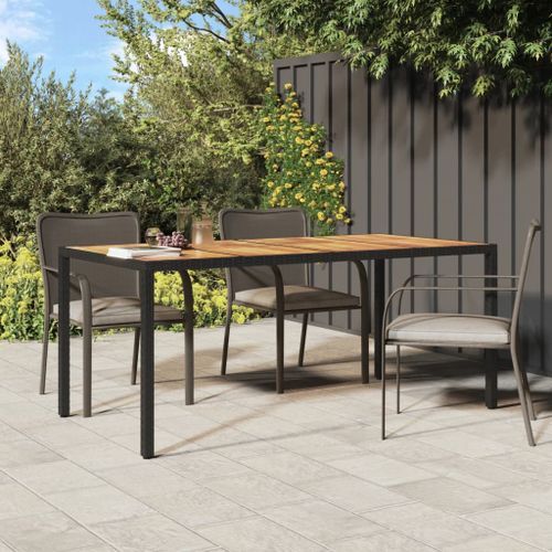 Table de jardin 190x90x75 cm Résine tressée et bois acacia Noir - Photo n°2; ?>