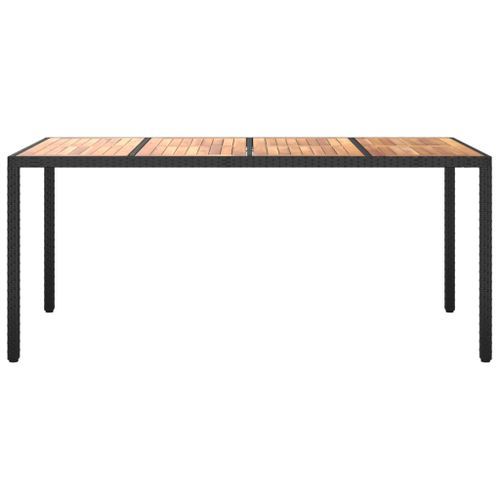 Table de jardin 190x90x75 cm Résine tressée et bois acacia Noir - Photo n°3; ?>